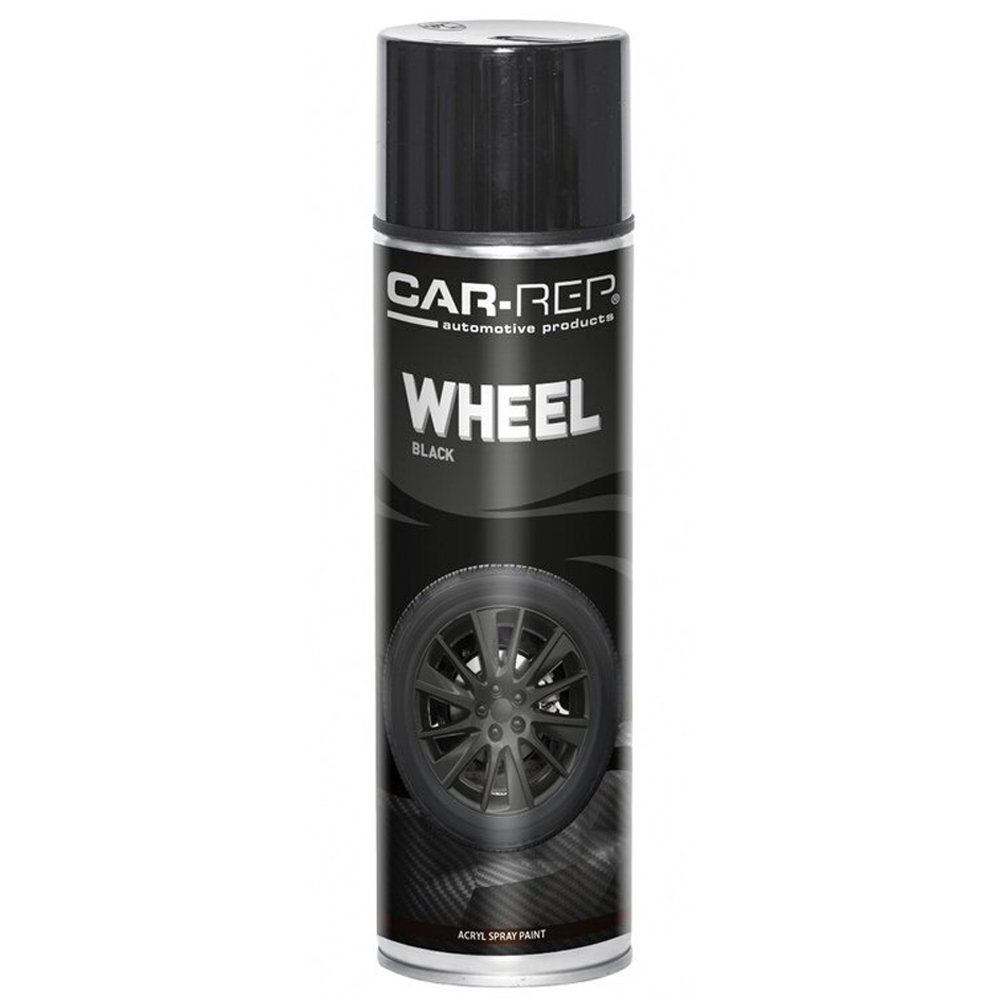 CAR-REP AEROSOL WHEEL PAINT BLACK ACRYL 500ML